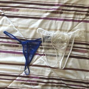 ‼️10/$10‼️nwot blue lace g-string&white mesh panty